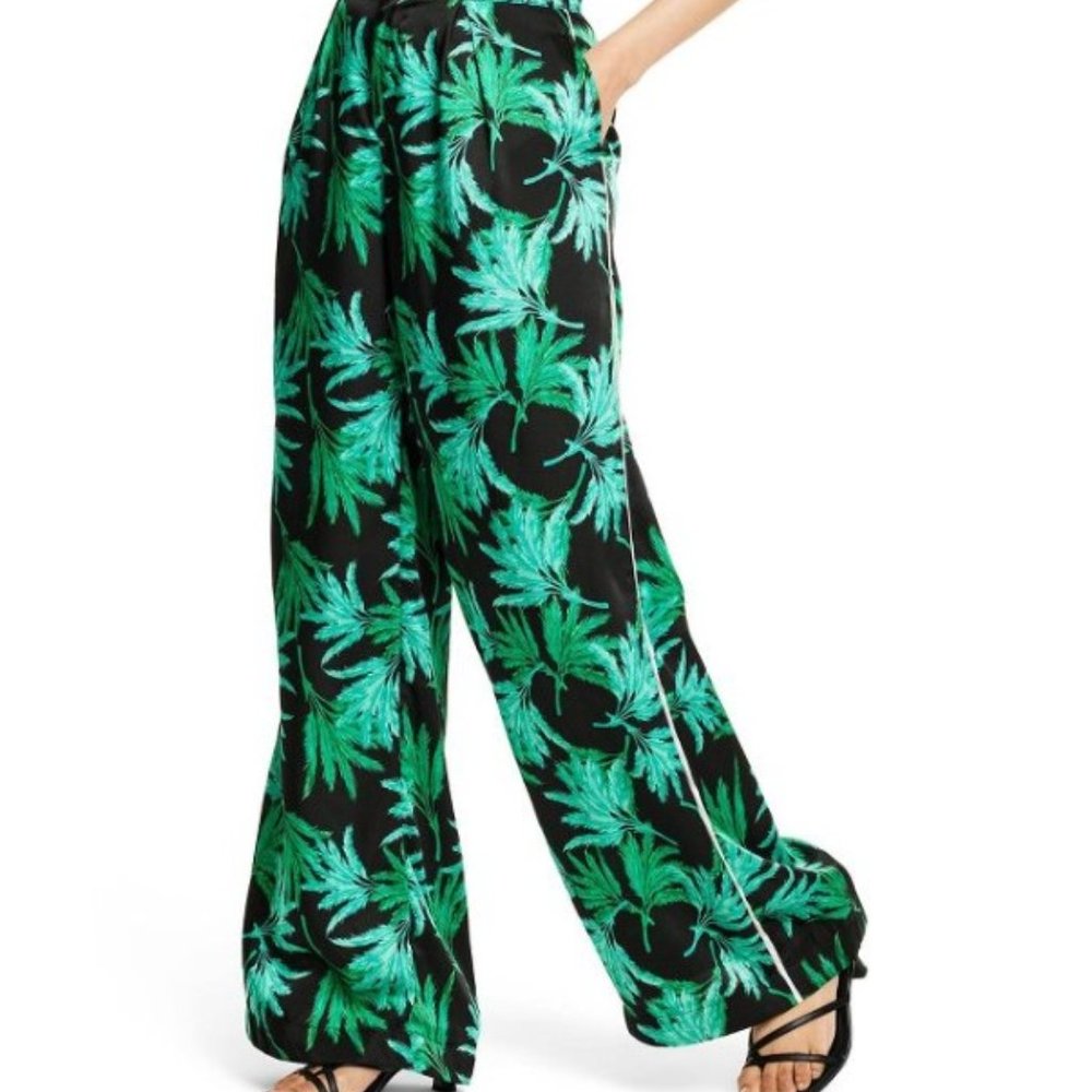 Women's Feathered Palm Print Wide Leg Pants - Fe Noel x Target Green/Black